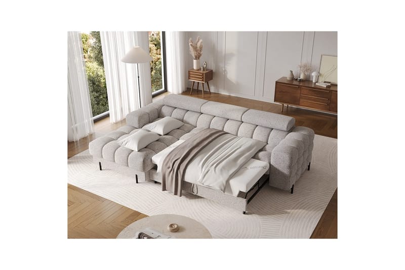 Hörnsoffa Eltap Felro 285x181x93 cm - Pellerito 20, Grå, Vänster - Möbler - Soffa - Bäddsoffa