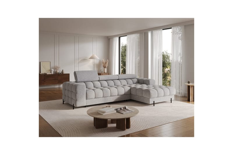 Hörnsoffa Eltap Felro 285x181x93 cm - Pellerito 03, Grå, Höger - Möbler - Soffa - Bäddsoffa