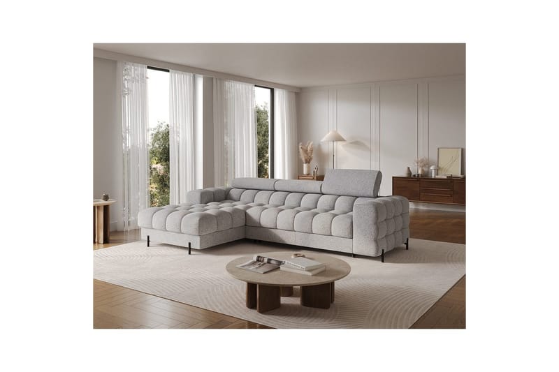 Hörnsoffa Eltap Felro 285x181x93 cm - Pellerito 03, Grå, Vänster - Möbler - Soffa - Bäddsoffa