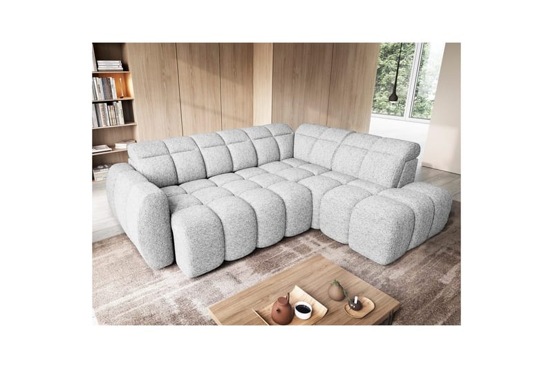 Hörnsoffa Eltap Flconn 258x208x107 cm - Korallin 01, Grå, Höger - Möbler - Soffa - Bäddsoffa