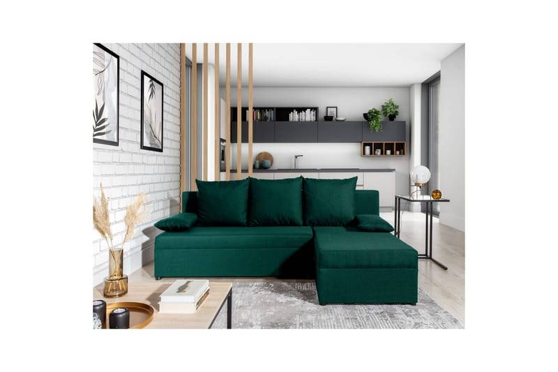 Hörnsoffa Eltap Gino 201x143x90 cm - Nube 35, Grön - Möbler - Soffa - Bäddsoffa