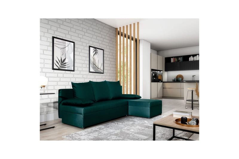 Hörnsoffa Eltap Gino 201x143x90 cm - Nube 35, Grön - Möbler - Soffa - Bäddsoffa