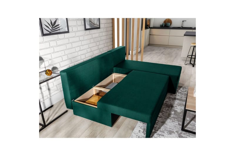 Hörnsoffa Eltap Gino 201x143x90 cm - Nube 35, Grön - Möbler - Soffa - Bäddsoffa