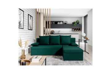 Hörnsoffa Eltap Gino 201x143x90 cm - Nube 35, Grön - Möbler - Soffa - Bäddsoffa