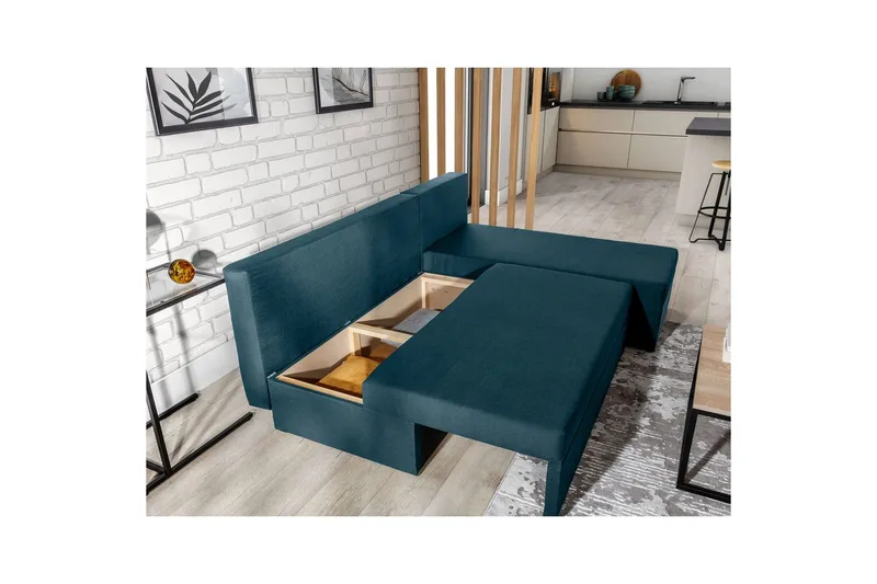 Hörnsoffa Eltap Gino 201x143x90 cm - Nube 40, Blå - Möbler - Soffa - Bäddsoffa