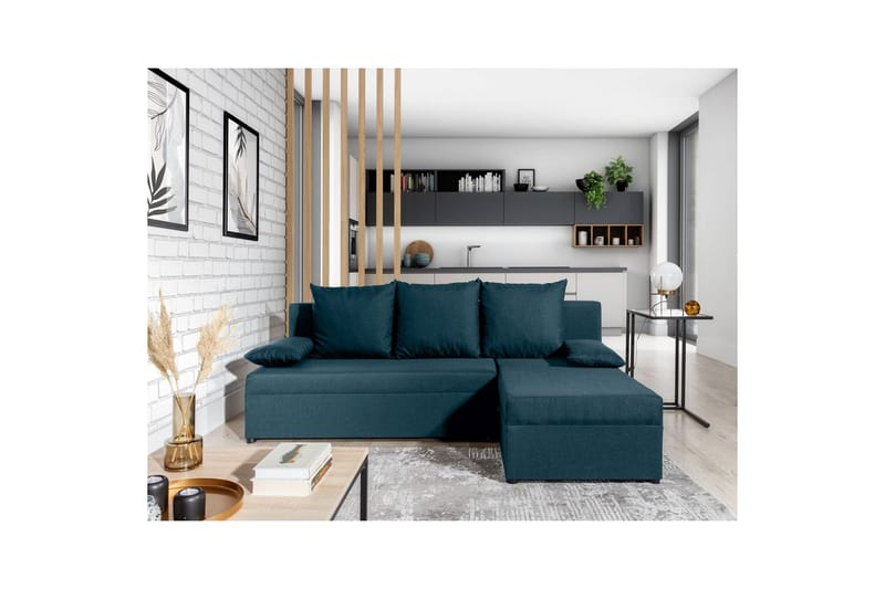 Hörnsoffa Eltap Gino 201x143x90 cm - Nube 40, Blå - Möbler - Soffa - Bäddsoffa