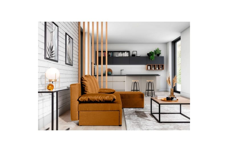 Hörnsoffa Eltap Gino 201x143x90 cm - Nube 45, Gul - Möbler - Soffa - Bäddsoffa