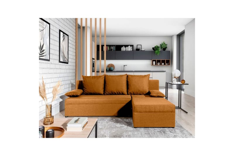 Hörnsoffa Eltap Gino 201x143x90 cm - Nube 45, Gul - Möbler - Soffa - Bäddsoffa