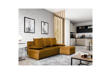 Hörnsoffa Eltap Gino 201x143x90 cm - Nube 45, Gul - Möbler - Soffa - Bäddsoffa