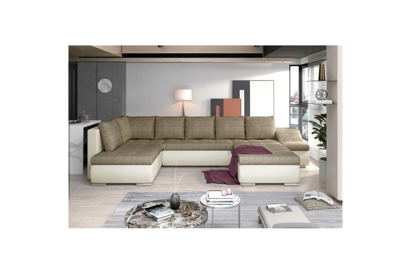 Hörnsoffa Eltap Giovanni 351x82x190 cm - Berlin 03, Mjuk 33, Beige, Höger - Möbler - Soffa - Bäddsoffa