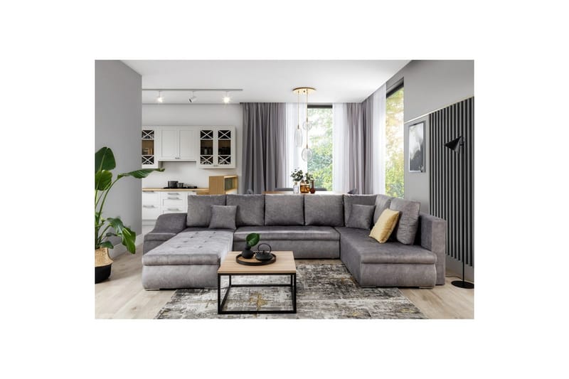 Hörnsoffa Eltap Giovanni 351x82x190 cm - Dora 90, Grå, Vänster - Möbler - Soffa - Bäddsoffa