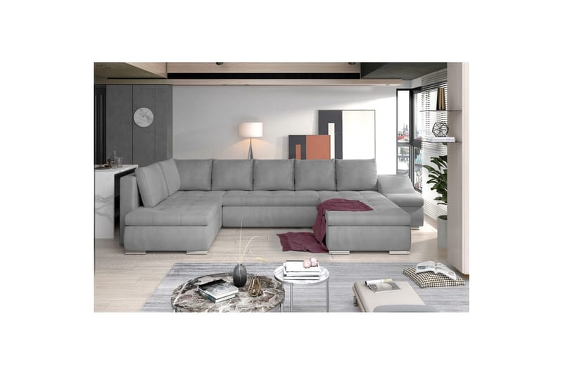 Hörnsoffa Eltap Giovanni 351x82x190 cm - Monolith 84, Ljusgrå, Höger - Möbler - Soffa - Bäddsoffa