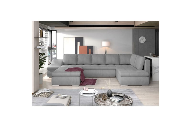 Hörnsoffa Eltap Giovanni 351x82x190 cm - Monolith 84, Ljusgrå, Vänster - Möbler - Soffa - Bäddsoffa