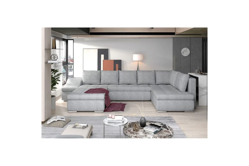Hörnsoffa Eltap Giovanni 351x82x190 cm - Omega 02, Grå, Vänster - Möbler - Soffa - Bäddsoffa