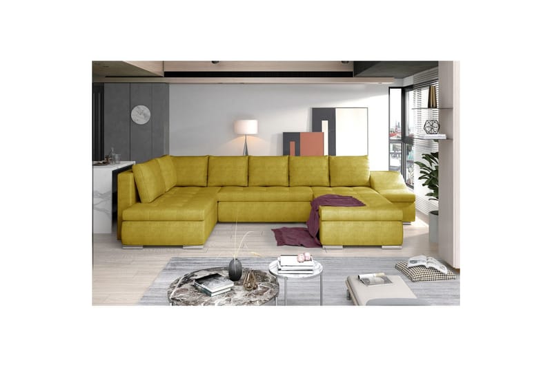 Hörnsoffa Eltap Giovanni 351x82x190 cm, Omega 68, Gul, Höger