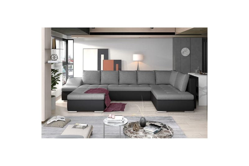 Hörnsoffa Eltap Giovanni 351x82x190 cm, Sawana 05, Soft 11, Grå, Svart, Vänster