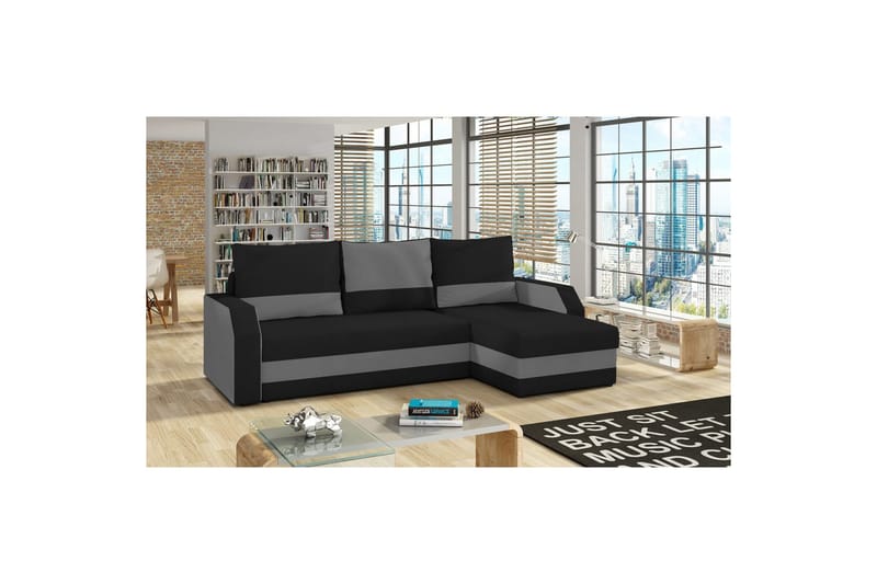 Hörnsoffa Eltap Giulio 239x150x86 cm, Alova 04, Alova 36, Svart, Grå