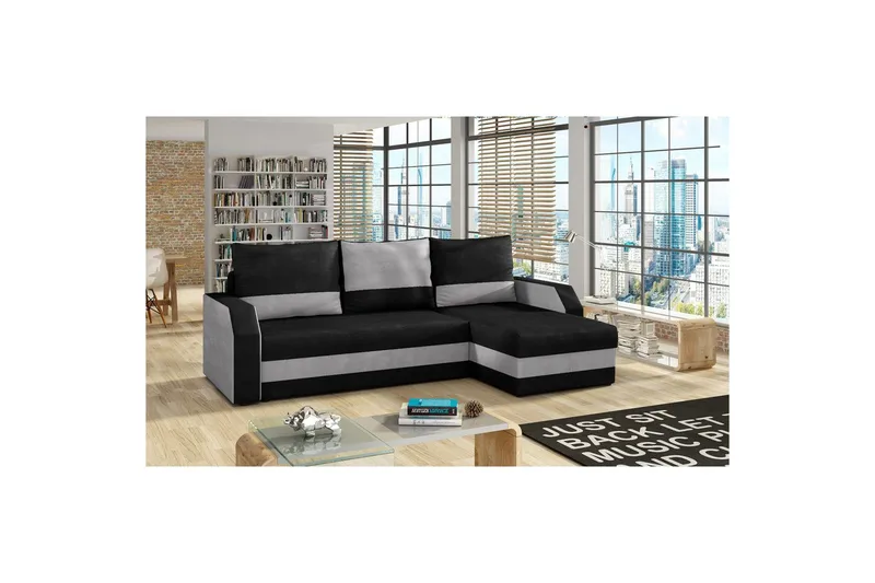 Hörnsoffa Eltap Giulio 239x150x86 cm - Kronos 07, Paros 05, Svart, Ljusgrå - Möbler - Soffa - Bäddsoffa