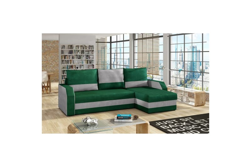 Hörnsoffa Eltap Giulio 239x150x86 cm, Kronos 19, Paros 05, Mörkgrön, Ljusgrå