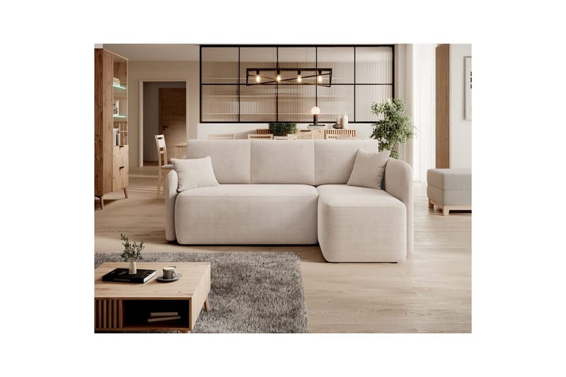 Hörnsoffa Eltap Hadson 206x150x89 cm - Jarell 18, Ljusbeige, Höger - Möbler - Soffa - Bäddsoffa