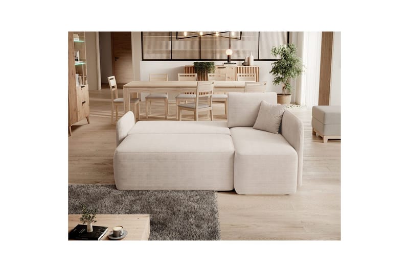 Hörnsoffa Eltap Hadson 206x150x89 cm - Jarell 18, Ljusbeige, Höger - Möbler - Soffa - Bäddsoffa