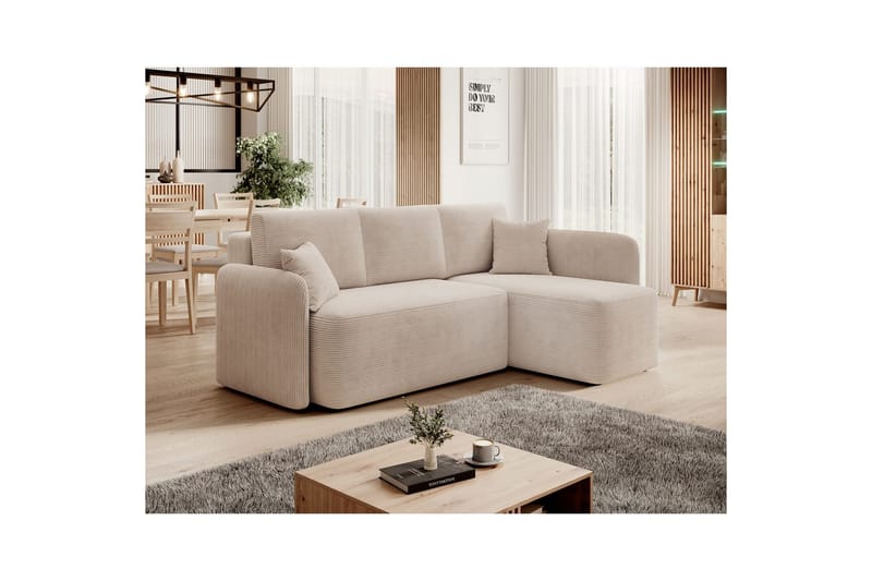 Hörnsoffa Eltap Hadson 206x150x89 cm - Jarell 18, Ljusbeige, Höger - Möbler - Soffa - Bäddsoffa