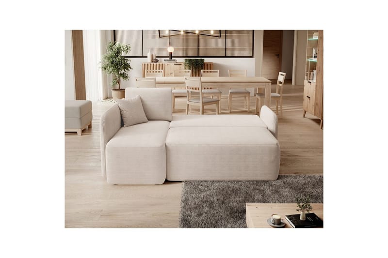 Hörnsoffa Eltap Hadson 206x150x89 cm - Jarell 18, Ljusbeige, Vänster - Möbler - Soffa - Bäddsoffa