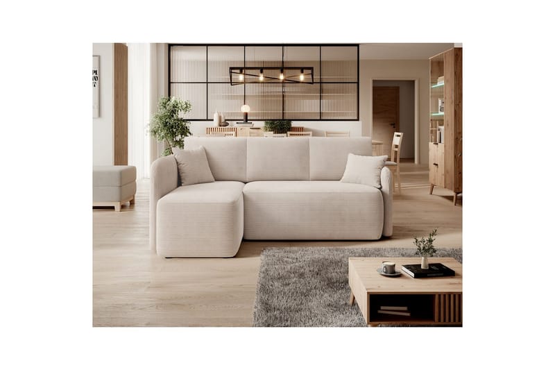 Hörnsoffa Eltap Hadson 206x150x89 cm - Jarell 18, Ljusbeige, Vänster - Möbler - Soffa - Bäddsoffa