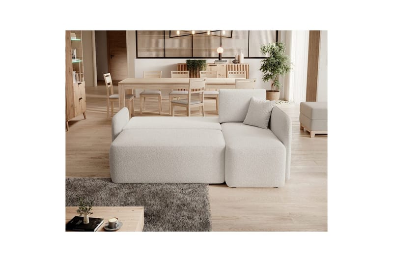 Hörnsoffa Eltap Hadson 206x150x89 cm - Royal 01, Vit, Höger - Möbler - Soffa - Bäddsoffa