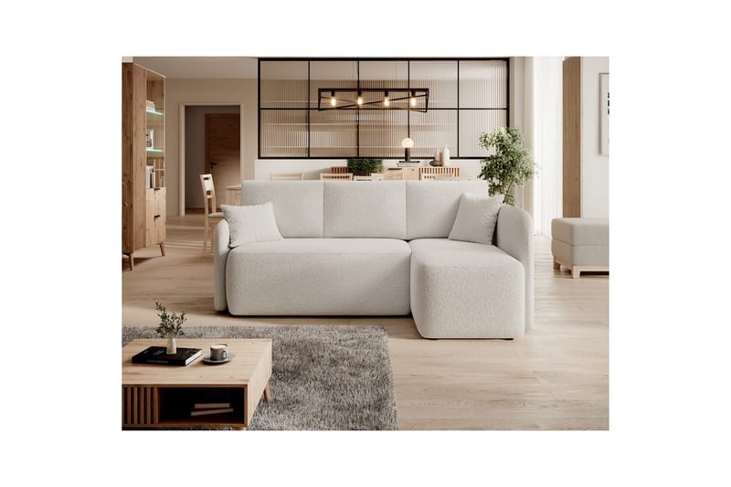 Hörnsoffa Eltap Hadson 206x150x89 cm - Royal 01, Vit, Höger - Möbler - Soffa - Bäddsoffa
