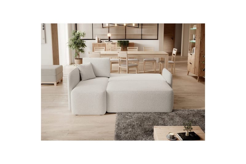 Hörnsoffa Eltap Hadson 206x150x89 cm - Royal 01, Vit, Vänster - Möbler - Soffa - Bäddsoffa