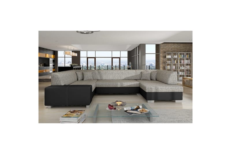 Hörnsoffa Eltap Havana 322x204x72 cm - Berlin 01, Mjuk 11, Grå, Svart, Höger - Möbler - Soffa - Bäddsoffa
