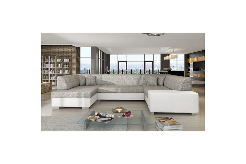 Hörnsoffa Eltap Havana 322x204x72 cm - Berlin 01, Mjuk 17, Grå, Vit, Vänster - Möbler - Soffa - Bäddsoffa