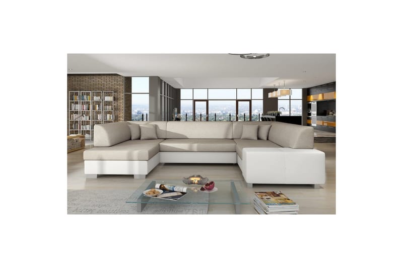 Hörnsoffa Eltap Havana 322x204x72 cm - Dora 21, Soft 17, Beige, White, Vänster - Möbler - Soffa - Bäddsoffa