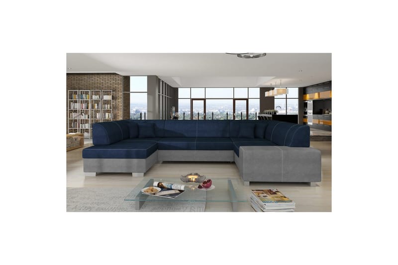Hörnsoffa Eltap Havana 322x204x72 cm - Kronos 09, Paros 05, Mörkblå, Ljusgrå, Vänster - Möbler - Soffa - Bäddsoffa