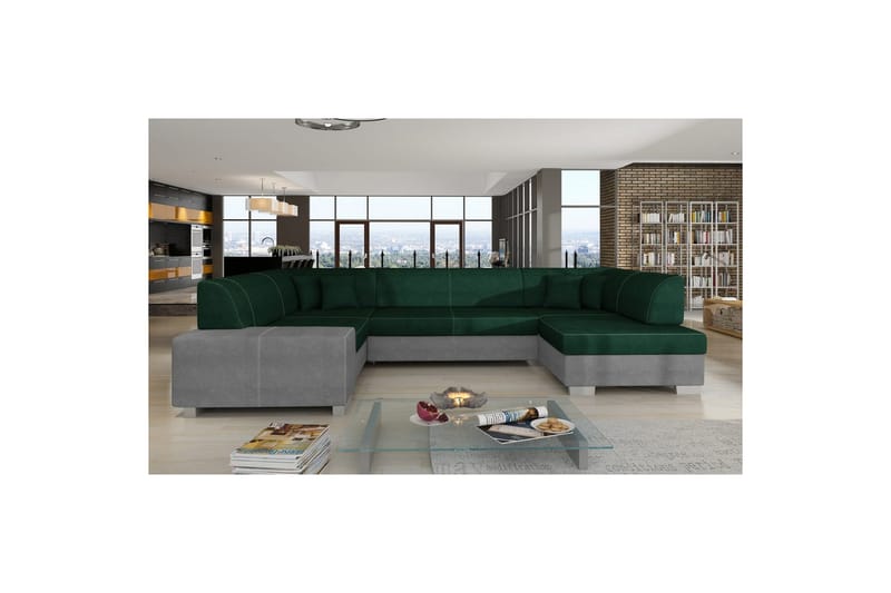 Hörnsoffa Eltap Havana 322x204x72 cm - Kronos 19, Paros 05, Mörkgrön, Ljusgrå, Höger - Möbler - Soffa - Bäddsoffa