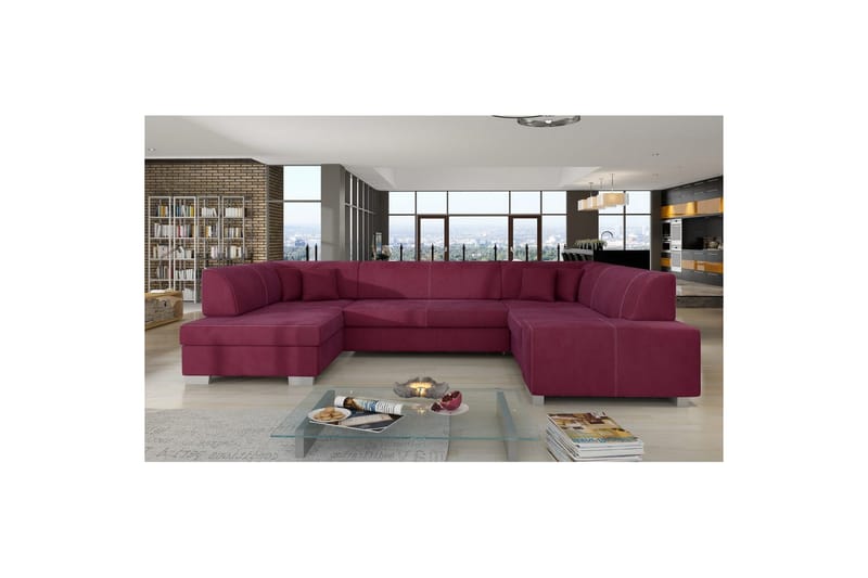 Hörnsoffa Eltap Havana 322x204x72 cm - Mat Velvet 68, Röd, Vänster - Möbler - Soffa - Bäddsoffa