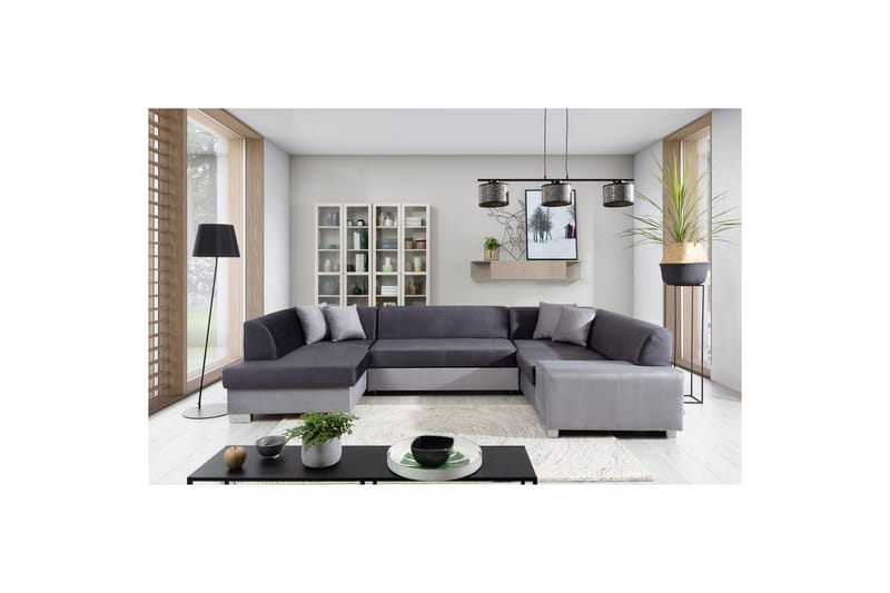 Hörnsoffa Eltap Havana 322x204x72 cm - Monolith 97, Monolith 84, Mörkgrå, Ljusgrå, Vänster - Möbler - Soffa - Bäddsoffa