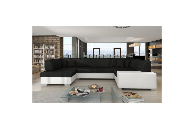 Hörnsoffa Eltap Havana 322x204x72 cm - Sawana 14, Soft 17, Svart, Vit, Vänster - Möbler - Soffa - Bäddsoffa