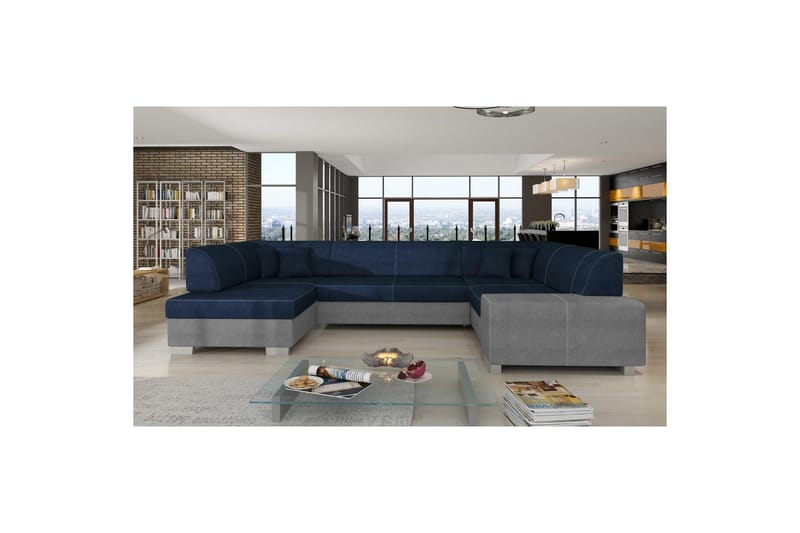 Hörnsoffa Eltap Isloren 322x204x72 cm - Kronos 09, Paros 05, Mörkblå, Ljusgrå, Vänster - Möbler - Soffa - Bäddsoffa