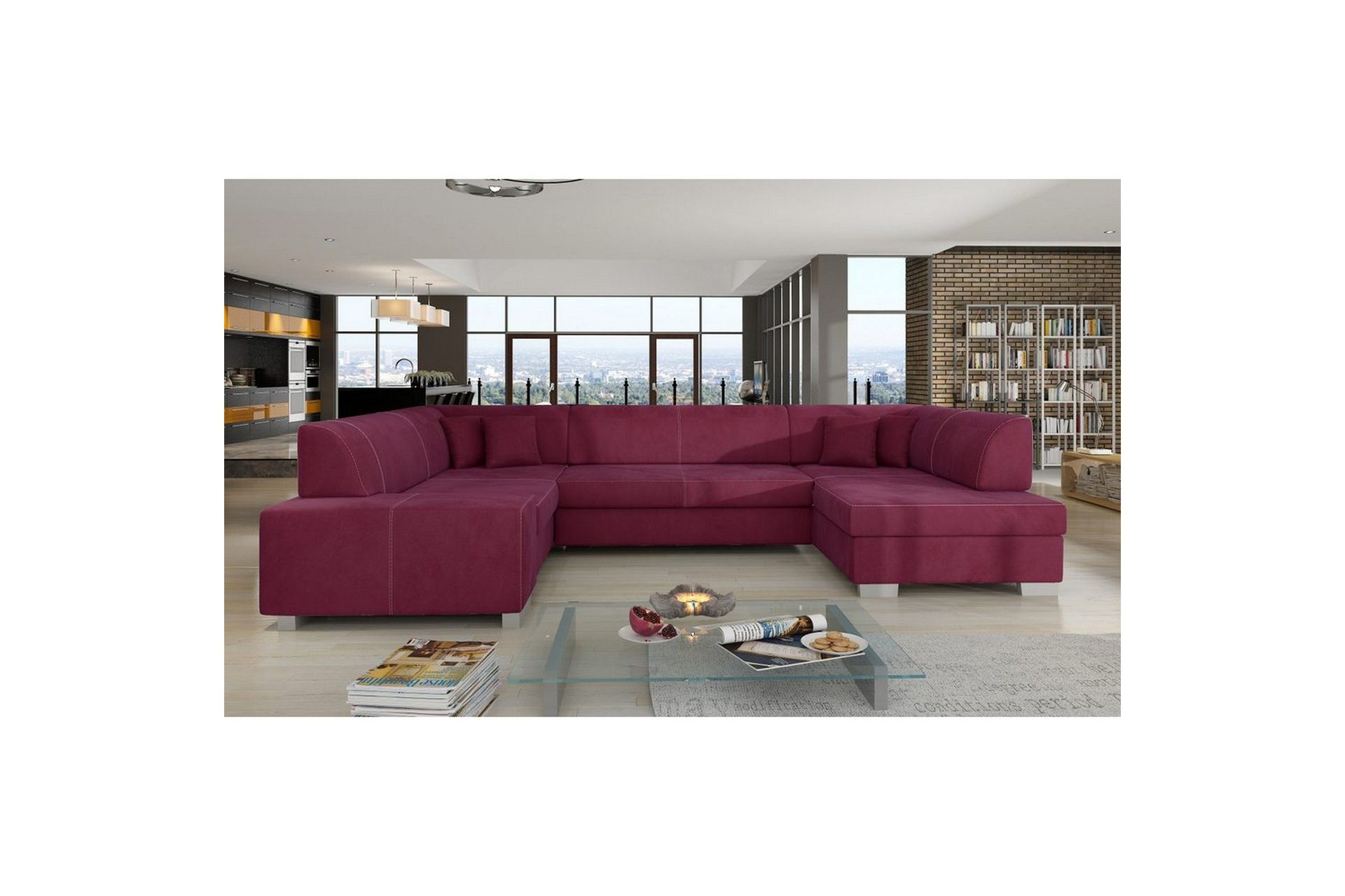 Hörnsoffa Eltap Isloren 322x204x72 cm Mat Velvet 68, Röd, Höger ...