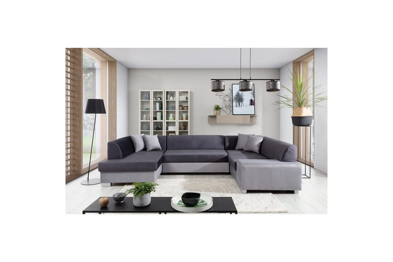 Hörnsoffa Eltap Isloren 322x204x72 cm - Monolith 97, Monolith 84, Mörkgrå, Ljusgrå, Vänster - Möbler - Soffa - Bäddsoffa