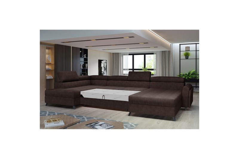 Hörnsoffa Eltap Josette 360x200x92 cm - Dora 28, Mörkbrun, Vänster - Möbler - Soffa - Bäddsoffa