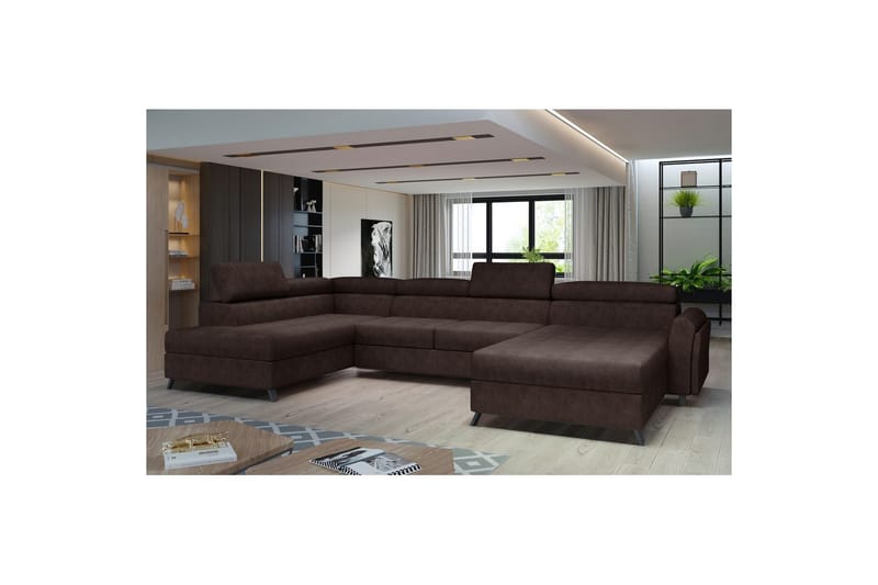 Hörnsoffa Eltap Josette 360x200x92 cm - Dora 28, Mörkbrun, Vänster - Möbler - Soffa - Bäddsoffa