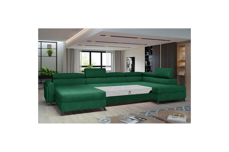 Hörnsoffa Eltap Josette 360x200x92 cm - Kronos 19, Mörkgrön, Höger - Möbler - Soffa - Bäddsoffa