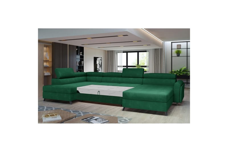 Hörnsoffa Eltap Josette 360x200x92 cm - Kronos 19, Mörkgrön, Vänster - Möbler - Soffa - Bäddsoffa