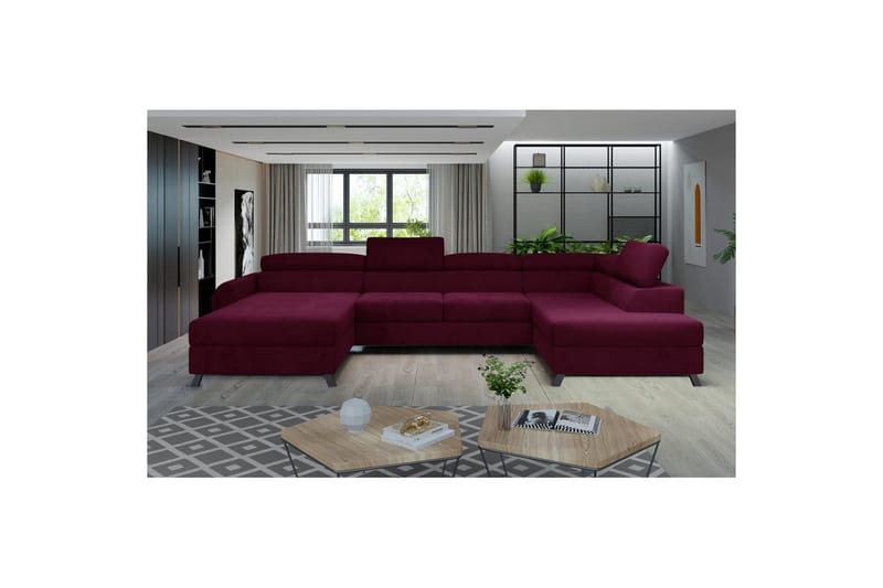 Hörnsoffa Eltap Josette 360x200x92 cm - Mat Velvet 68, Röd, Höger - Möbler - Soffa - Bäddsoffa