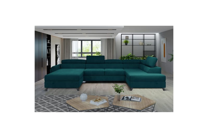 Hörnsoffa Eltap Josette 360x200x92 cm - Mat Velvet 75, Grön, Höger - Möbler - Soffa - Bäddsoffa