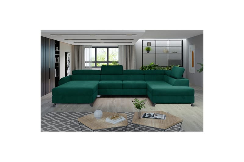 Hörnsoffa Eltap Josette 360x200x92 cm - Monolit 37, Grön, Höger - Möbler - Soffa - Bäddsoffa