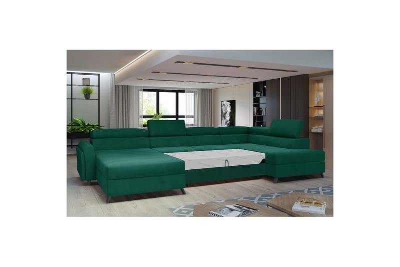 Hörnsoffa Eltap Josette 360x200x92 cm - Monolit 37, Grön, Höger - Möbler - Soffa - Bäddsoffa